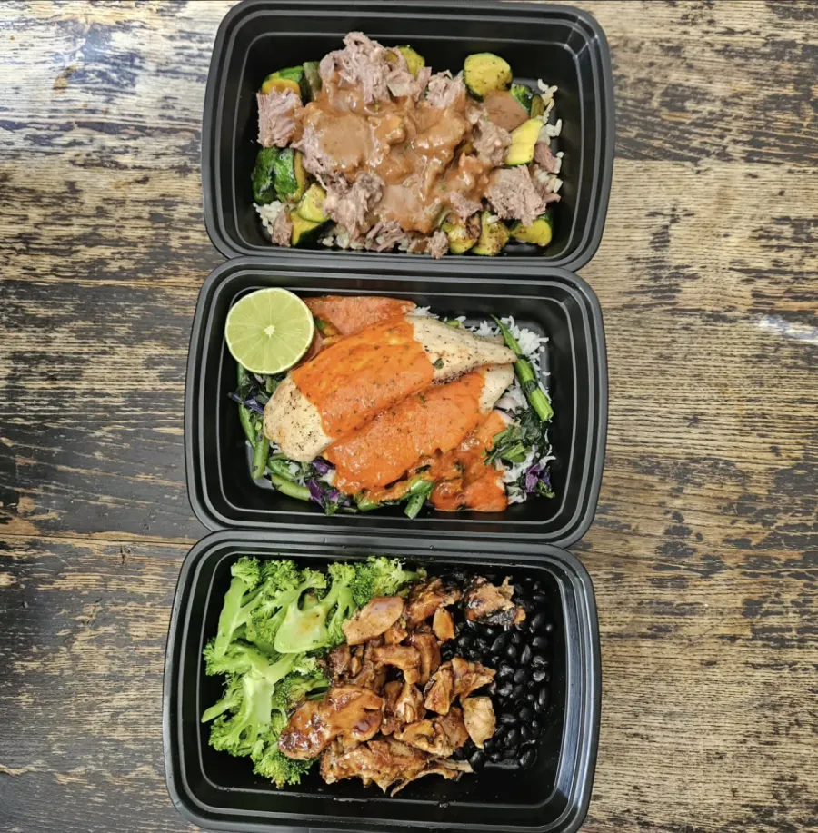Weekly meal prep — braised beef, chipotle chicken and roasted broccoli